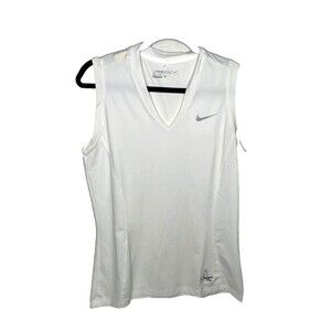 NIKE Womens Golf White DRIFIT Sleeveless Gray Hawk Golf Club Athleisure Sporty M